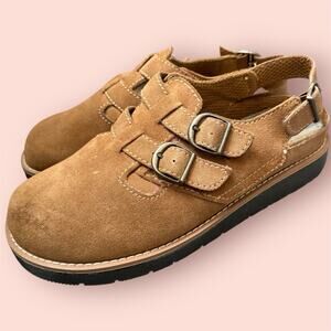 Vtg Y2K Mary Jane Comfort Shoes Leather Suede Double Buckle Size 10 Brown Loafer